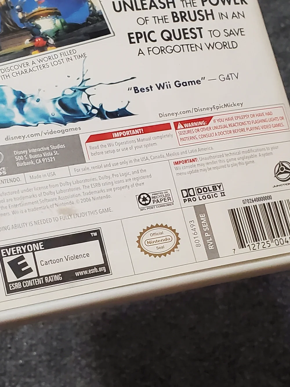 Disney Epic Mickey (Nintendo Wii, 2010) Oswald The Lucky Rabbit Returns Game